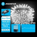Aigostar - LED Vonkajšia vianočná reťaz 150xLED/8 funkcií 18m IP44 studená biela