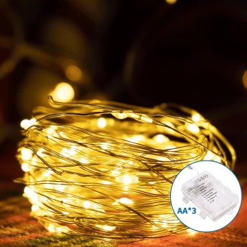 Aigostar -LED Vonkajšia vianočná reťaz 150xLED/8 funkcií 3xAA 15,3m IP44 teplá biela