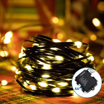 Aigostar -LED Vonkajšia vianočná reťaz 150xLED/8 funkcií 3xAA 15,3m IP44 teplá biela