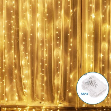Aigostar - LED Vonkajšia vianočná reťaz 200xLED/8 funkcií 3xAA 5x2m IP44 teplá biela