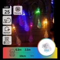 Aigostar - LED vonkajšia vianočná reťaz 25xLED/8 funkcií 3xAA 2,5m IP44 viacfarebné kvapky
