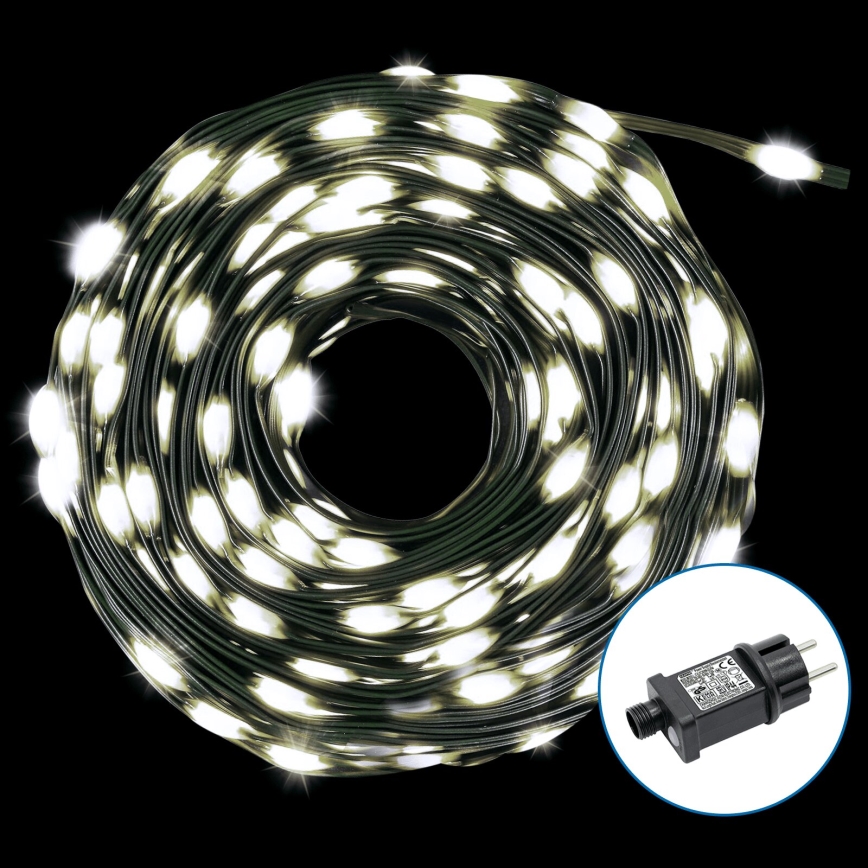 Aigostar - LED Vonkajšia vianočná reťaz 300xLED/8 funkcií 33m IP44 studená biela