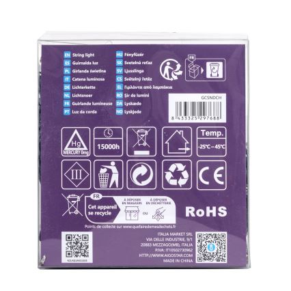 Aigostar-LED Vonkajšia vianočná reťaz 300xLED/8 funkcií 3xAA 15,3m IP44 teplá biela