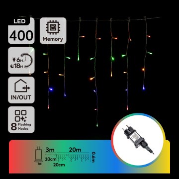 LED svetelný pás s 400 LED diódami v červenej, zelenej, modrej a žltej farbe, dĺžka 20 metrov a výška 0,6 metra, je zavesený vonku na drevenej konštrukcii. Súčasťou je aj sieťový adaptér. Stupeň krytia IP44.