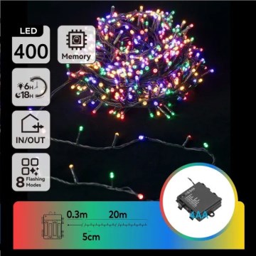 Aigostar - LED Vonkajšia vianočná reťaz 400xLED/8 funkcií 4xAA 20,3 m IP44 viacfarebná