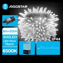 Aigostar - LED Vonkajšia vianočná reťaz 500xLED/8 funkcií 53m IP44 studená biela