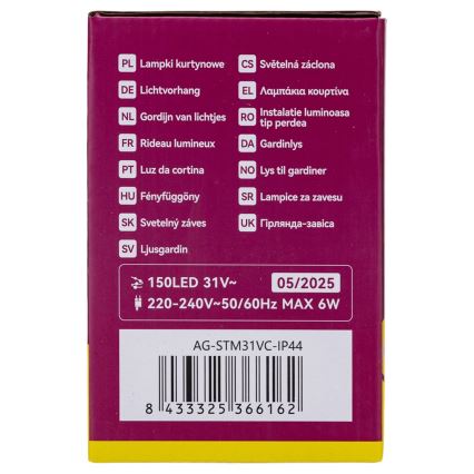 Aigostar - LED Vonkajší vianočný reťaz 150xLED/6W/230V/8 funkcií 1,5x1m IP44 teplá biela + diaľkové ovládanie