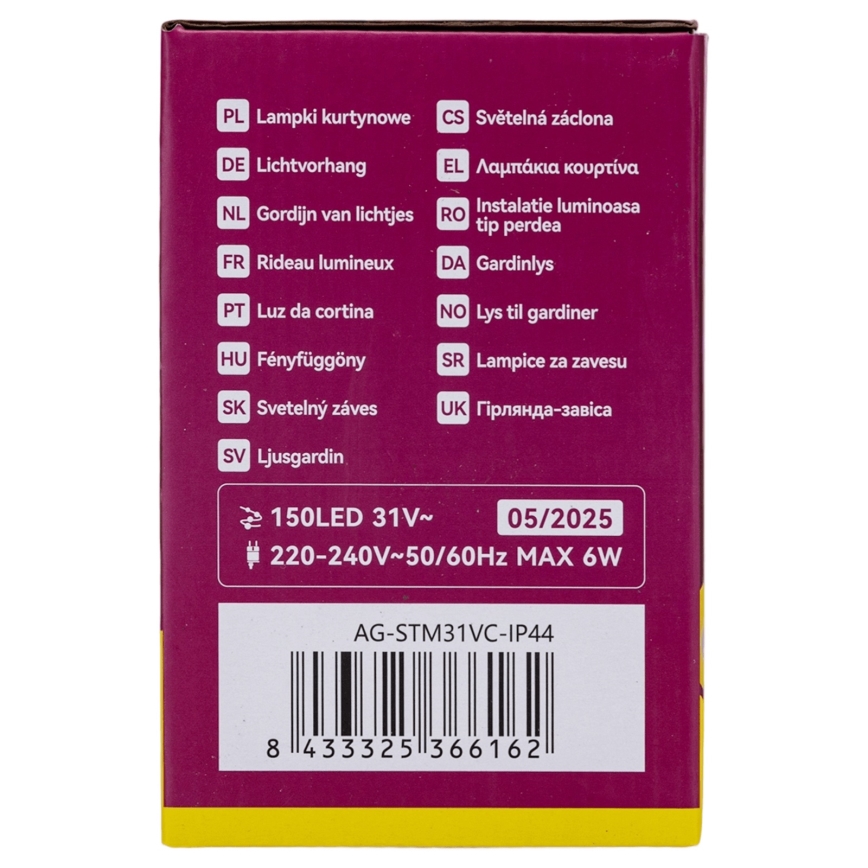 Aigostar - LED Vonkajší vianočný reťaz 150xLED/6W/230V/8 funkcií 1,5x1m IP44 teplá biela + diaľkové ovládanie