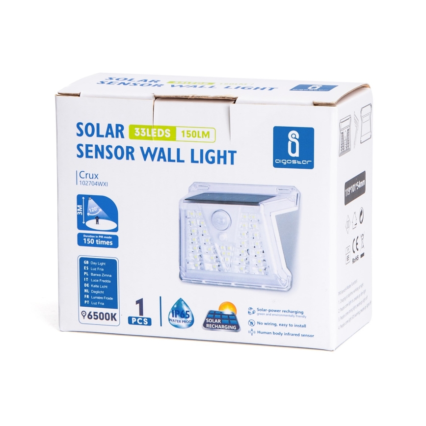 Aigostar - LED Vonkajšie solárne svietidlo so senzorom LED/1,48W/3,7V IP65 1200 mAh