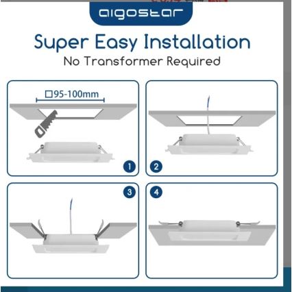 Aigostar - LED zapustené stropné svietidlo LED/6W/230V 4000K 12x12 cm biele