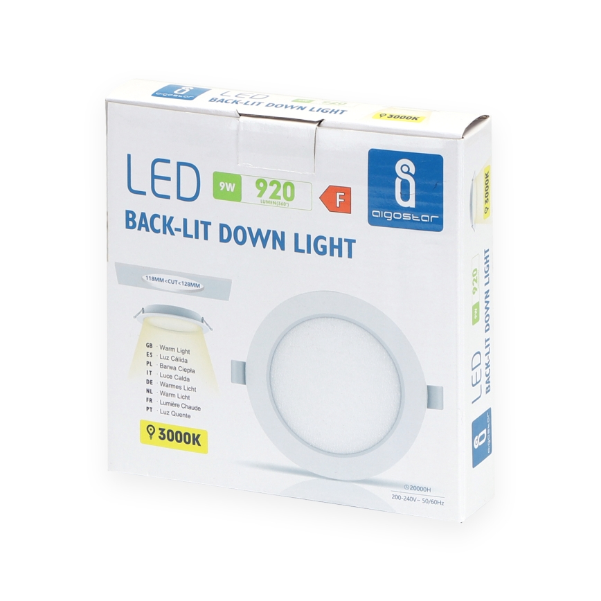 Aigostar - LED zapustené svietidlo LED/9W/230V 3000K Ø 14,5 cm, biela