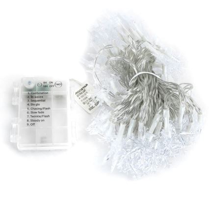 Aigostar - Vonkajší LED reťazec 100xLED/8 režimov 3xAA 10m IP44 teplá biela hviezdy