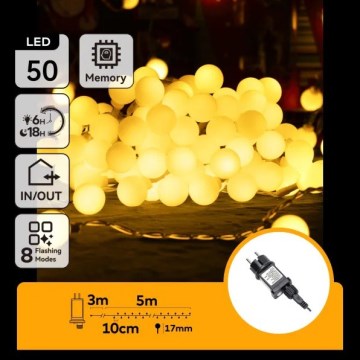 Aigostar - LED zunanji okrasni niz 50xLED/8 funkcij 5 m IP44 topla bela