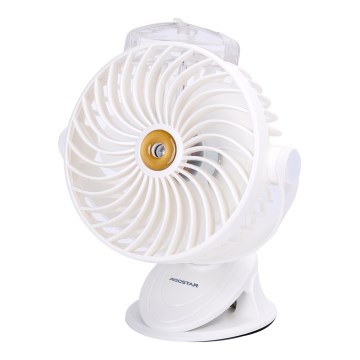 Aigostar - Nabíjací stolný ventilátor s klipom 2W/5V 2400mAh USB biela