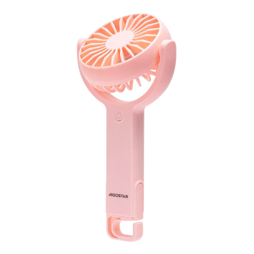Aigostar - Nabíjací vreckový ventilátor 4,5W/3,7V 1200mAh USB ružová