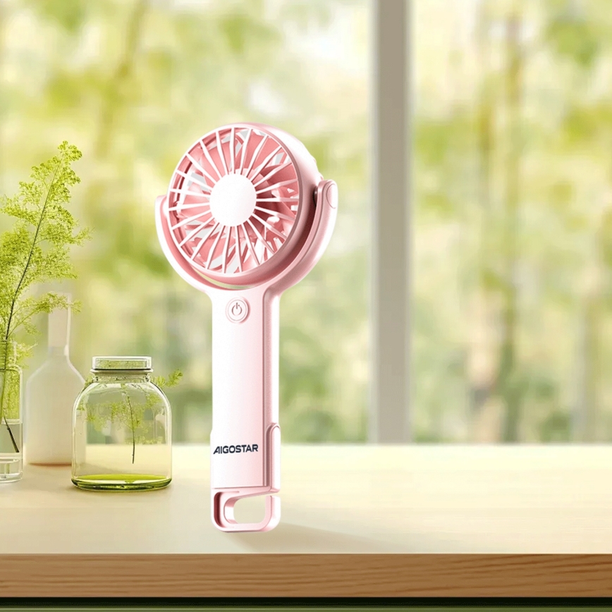 Aigostar - Nabíjací vreckový ventilátor 4,5W/3,7V 1200mAh USB ružová