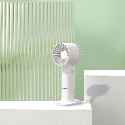 Aigostar - Nabíjací vreckový ventilátor 4W/5V 500mAh USB biela