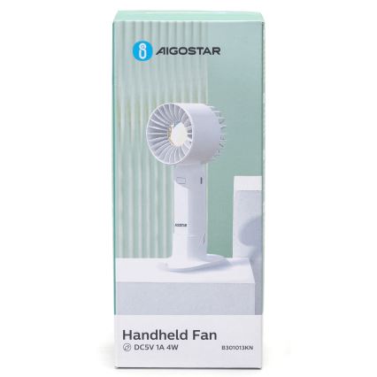 Aigostar - Nabíjací vreckový ventilátor 4W/5V 500mAh USB biela