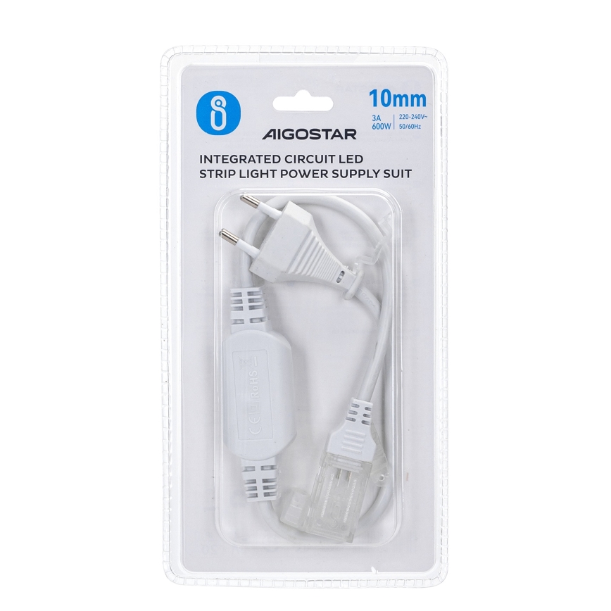 Aigostar - Napájací zdroj pre LED pásiky 10 mm 600W/230V biela