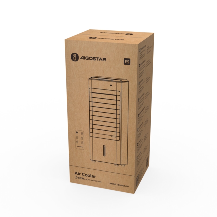 Aigostar - Ochladzovač vzduchu 80W/230V biela + diaľkové ovládanie