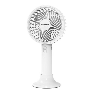 Aigostar - Prenosný nabíjací ventilátor 3W/5V 1500mAh USB biely