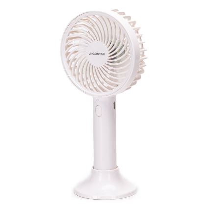 Aigostar - Prenosný nabíjací ventilátor 3W/5V 1500mAh USB biely