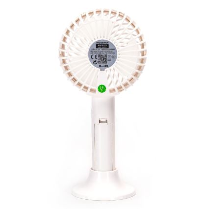 Aigostar - Prenosný nabíjací ventilátor 3W/5V 1500mAh USB biely