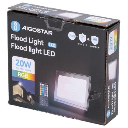 Aigostar - RGB LED reflektor, 10 W, 230 V, IP65 + diaľkové ovládanie