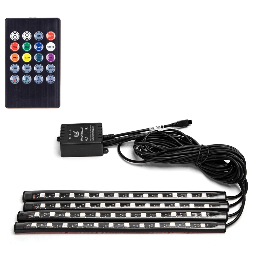 Aigostar - LED RGB stmievateľné pásiky do auta LED/4,5W/5V + diaľkové ovládanie