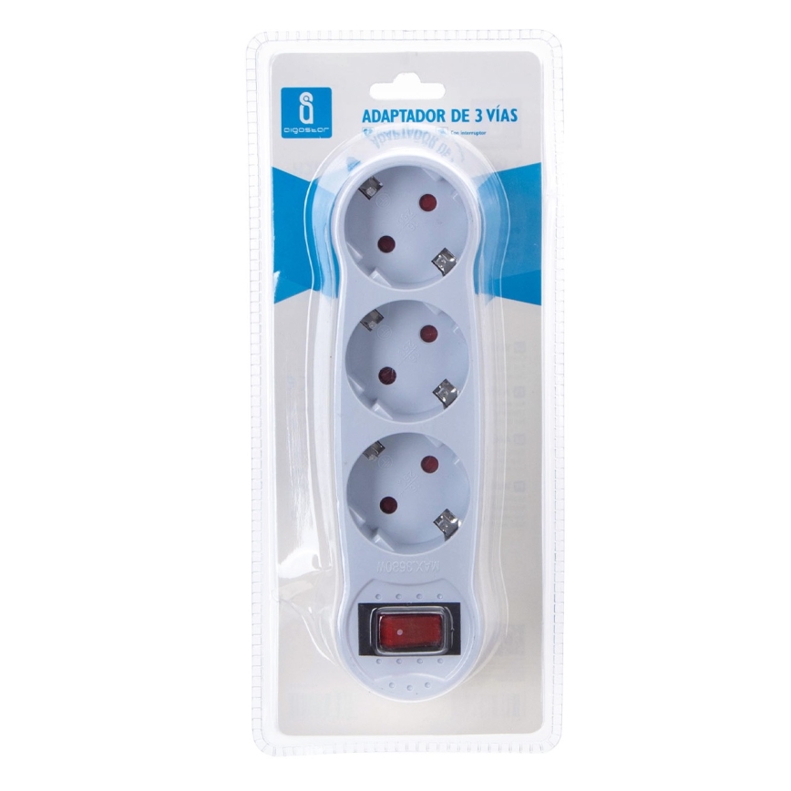 Aigostar - Rozbočovacia zásuvka s vypínačom 3x16A/230V SCHUKO