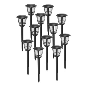 Aigostar - SADA 12x LED Solárna lampa LED/0,06W/2V 33,8 cm 6500K IP44 čierna