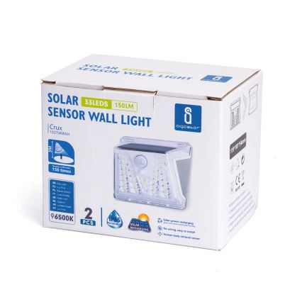 Aigostar - SADA 2x LED Vonkajšie solárne svietidlo so senzorom LED/1,48W/3,7V IP65 1200 mAh