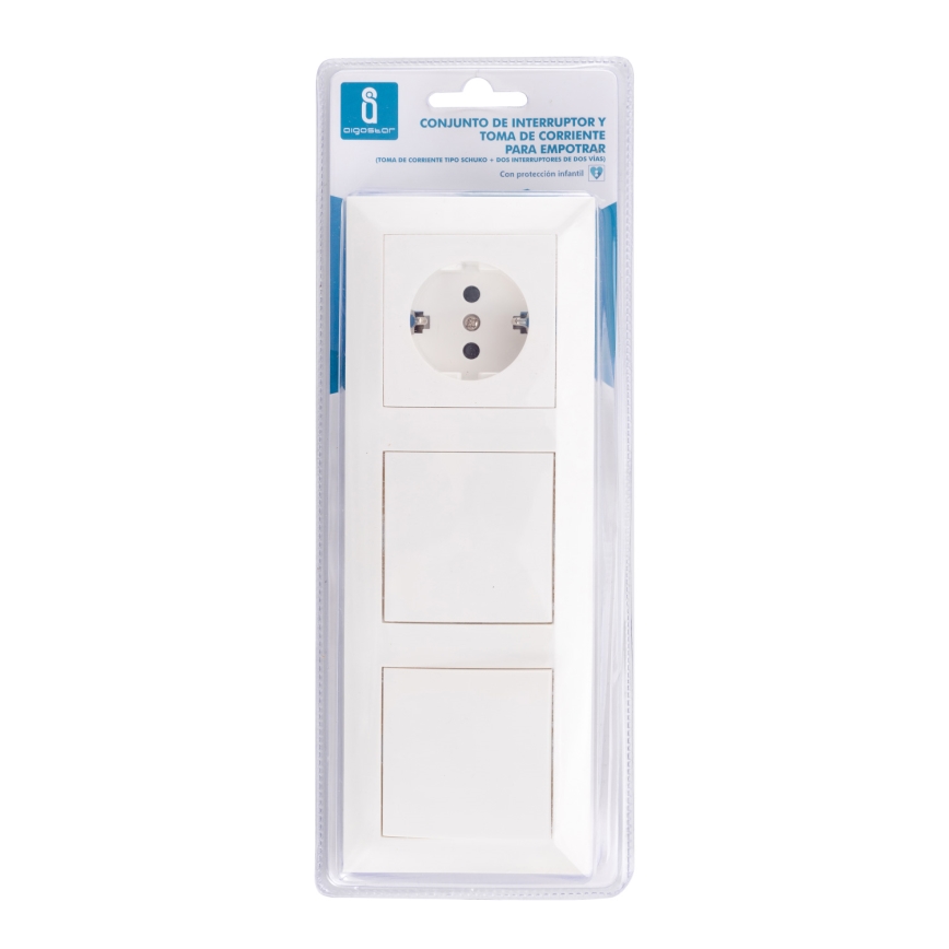 Aigostar - SADA 2x Spínač domový so zásuvkou 1x16A/250V SCHUKO