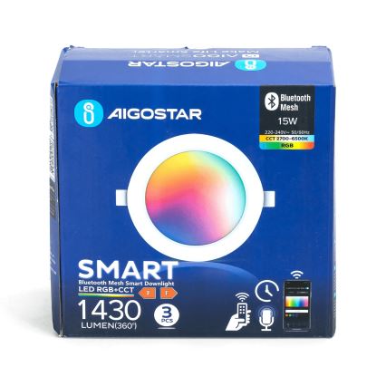 Aigostar - SADA 3x LED RGB Stmievateľné podhľadové svietidlo MESH LED/15W/230V 2700K-6500K pr.17cm
