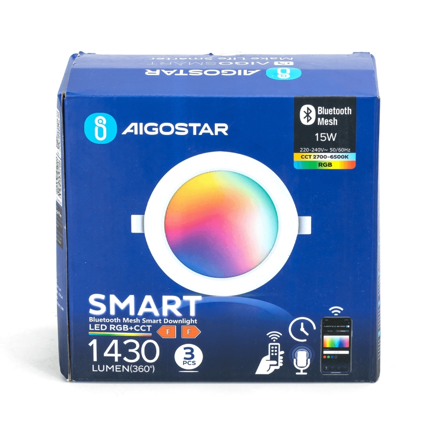 Aigostar - SADA 3x LED RGB Stmievateľné podhľadové svietidlo MESH LED/15W/230V 2700K-6500K pr.17cm
