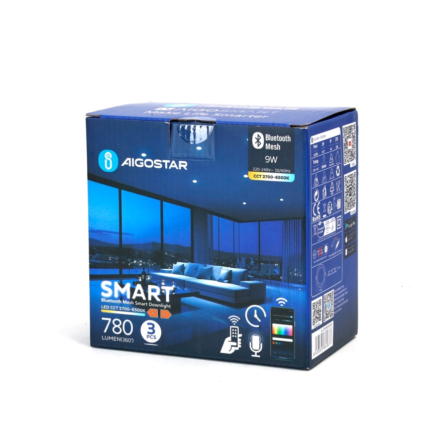 Aigostar - SADA 3x LED Stmievateľné podhľadové svietidlo MESH LED/9W/230V 2700K-6500K pr. 14,5 cm