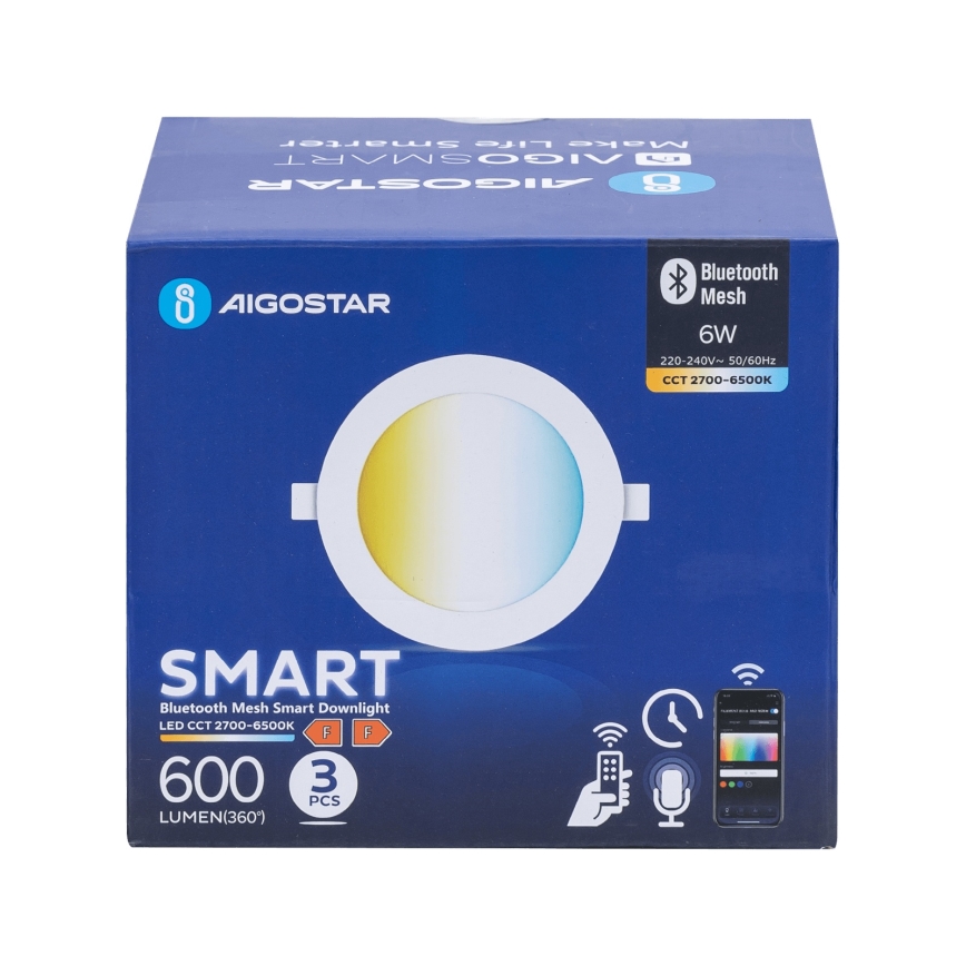 Aigostar - SADA 3x LED Stmievaťelné zapustené svietidlo MESH LED/6W/230V 2700K-6500K pr.11,5 cm