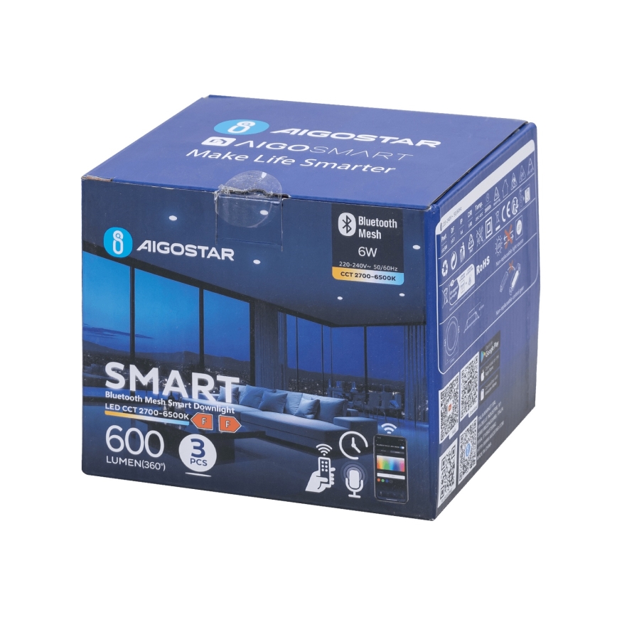 Aigostar - SADA 3x LED Stmievaťelné zapustené svietidlo MESH LED/6W/230V 2700K-6500K pr.11,5 cm