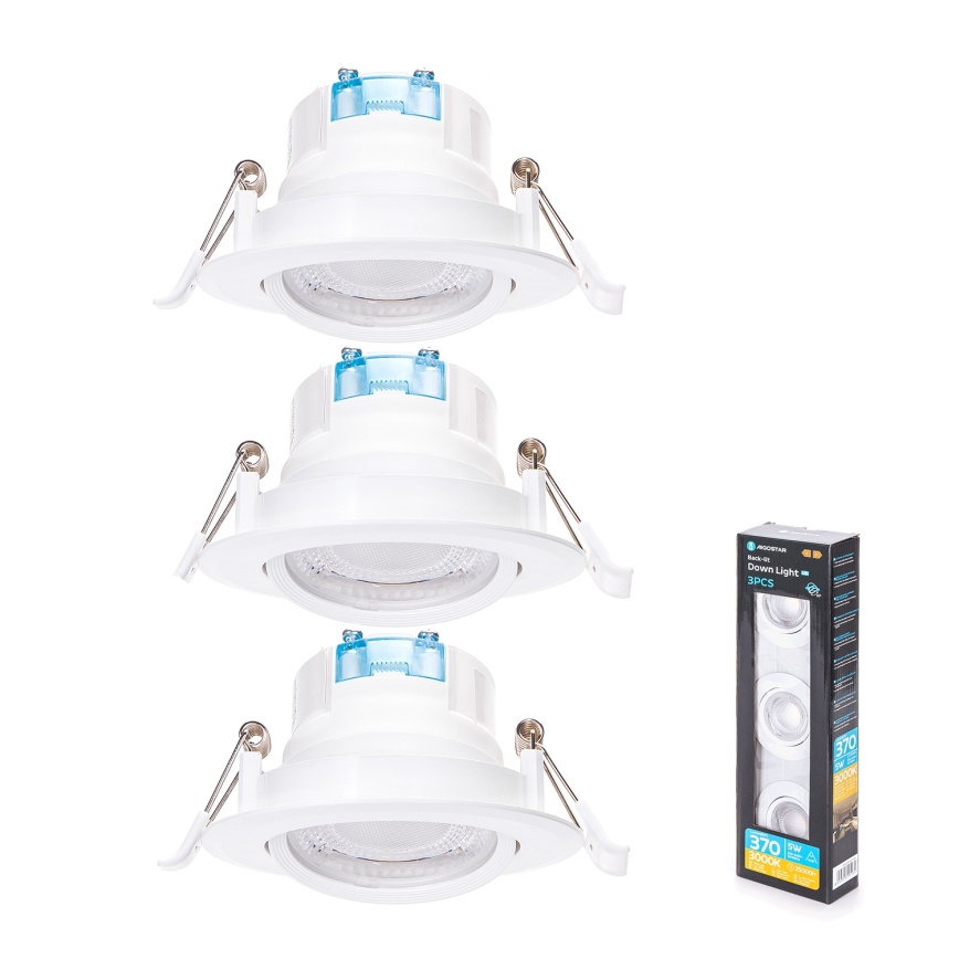 Aigostar - Sada 3x LED stropné svietidlo LED/5W/230V 3000K pr. 8,5 cm biele