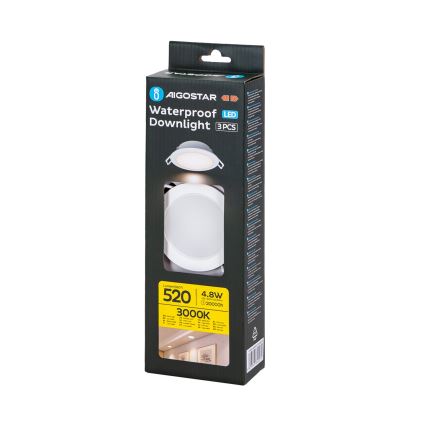 Aigostar - SADA 3x LED Vonkajšie podhľadové svietidlo LED/4,8W/230V 3000K IP65 biela