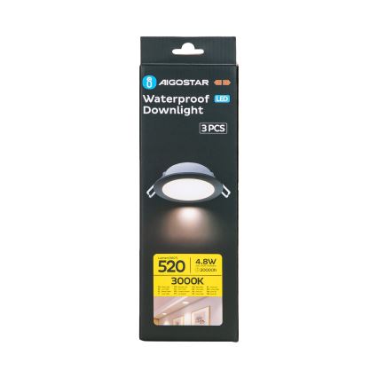 Aigostar - SADA 3x LED Vonkajšie podhľadové svietidlo LED/4,8W/230V 3000K IP65 čierna