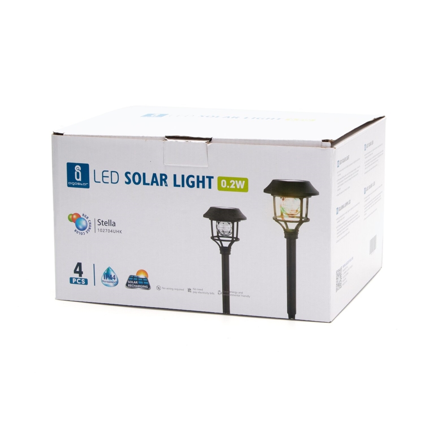 Aigostar - SADA 4x LED RGB Solárna lampa LED/0,2W/2V IP44