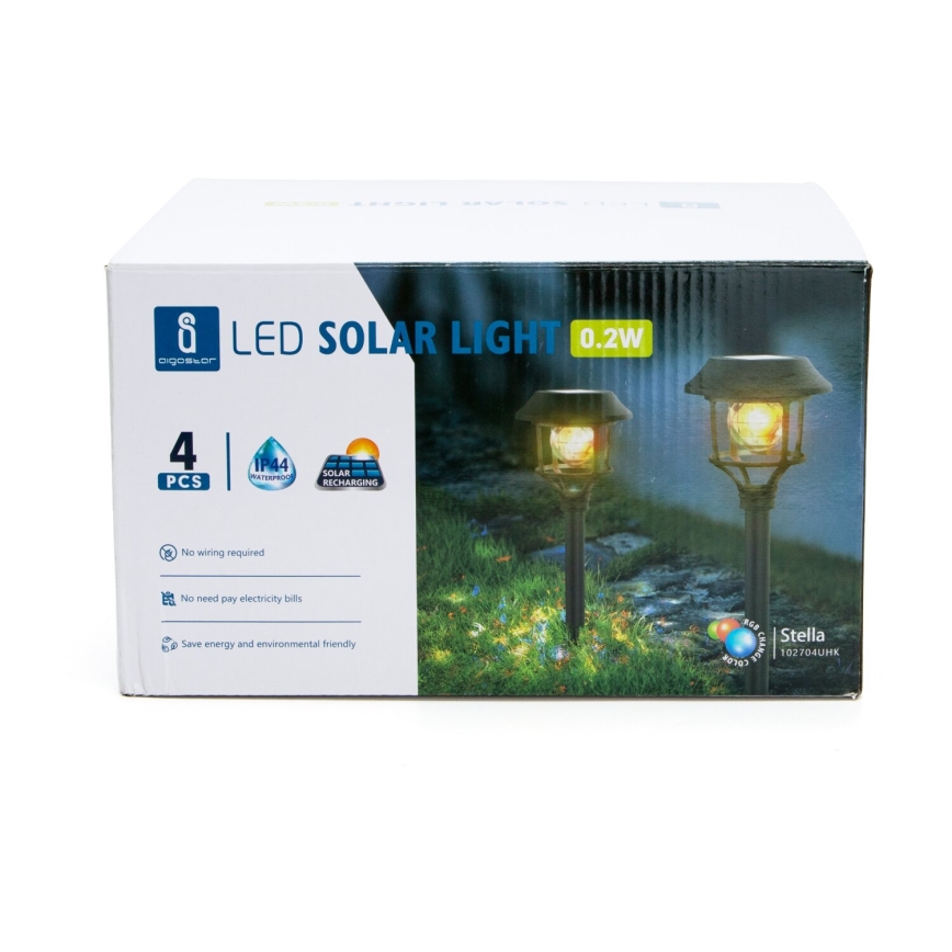 Aigostar - SADA 4x LED RGB Solárna lampa LED/0,2W/2V IP44