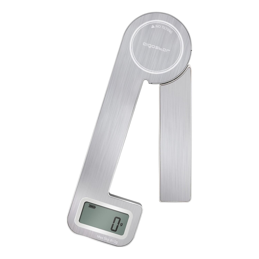 Aigostar - Skladacia kuchynská váha 5kg matný chróm