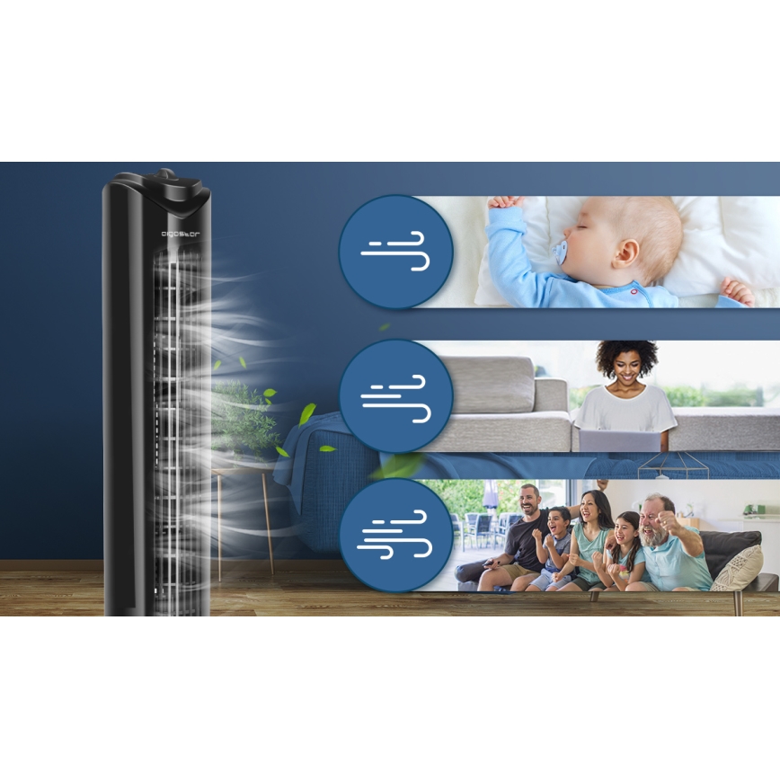 Aigostar - Stĺpový ventilátor 45W/230V čierna