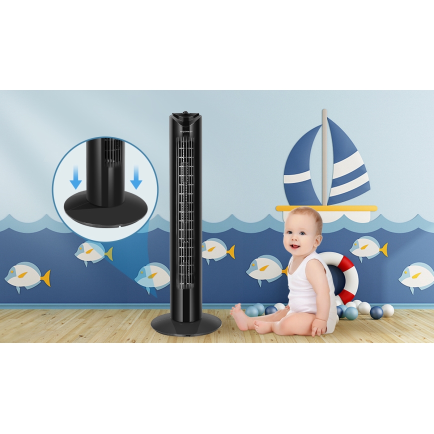 Aigostar - Stĺpový ventilátor 45W/230V čierna