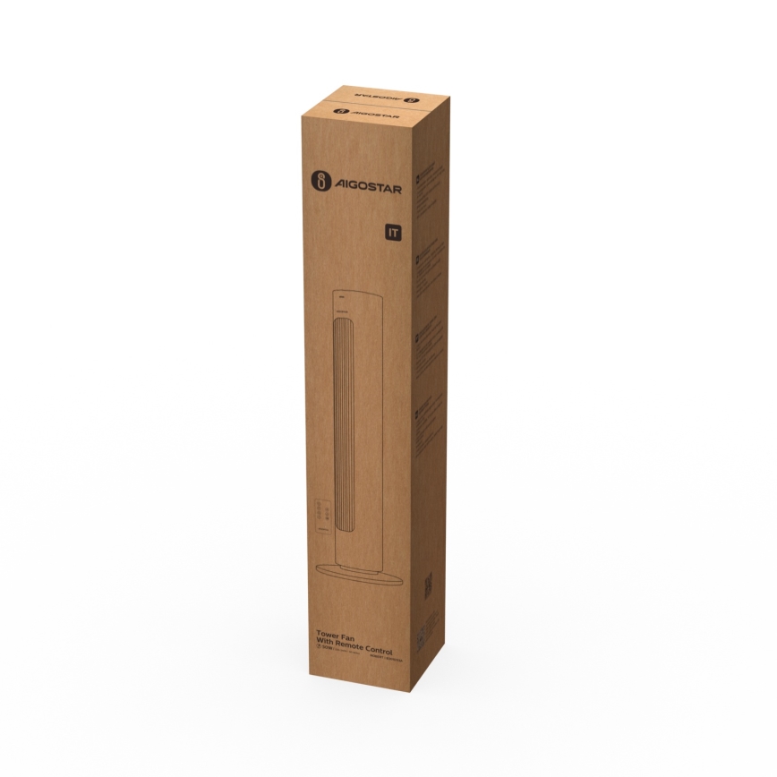 Aigostar - Stĺpový ventilátor 50W/230V biela + diaľkové ovládanie