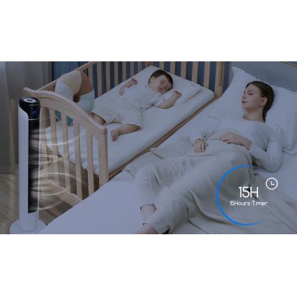 Aigostar - Stĺpový ventilátor 50W/230V čierna/biela + diaľkové ovládanie