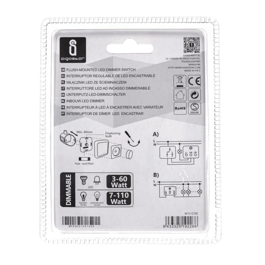 Aigostar - Stmievač otočný 110W/230V biela