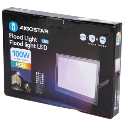 Aigostar - LED RGB stmievateľný reflektor LED/100W/230V IP65 + diaľkové ovládanie